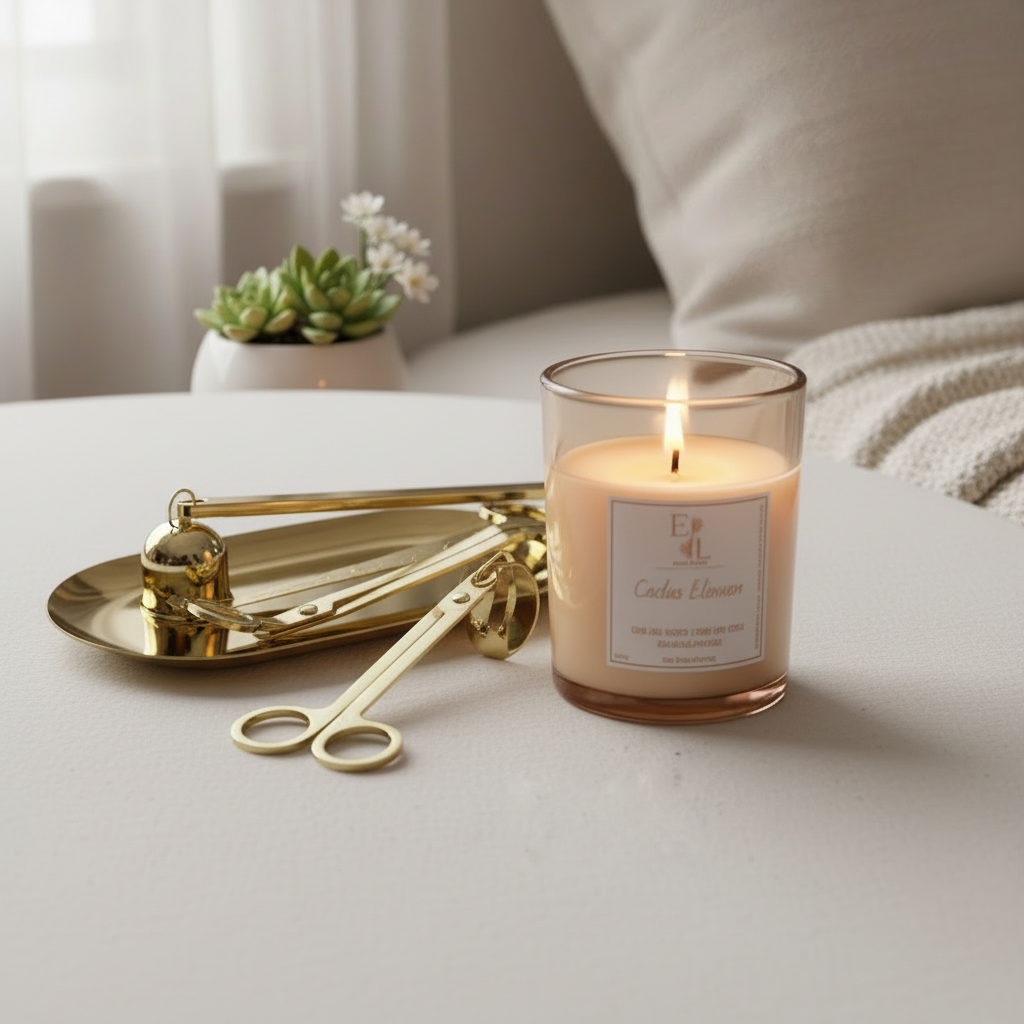 Eden Living candle with gold accessories