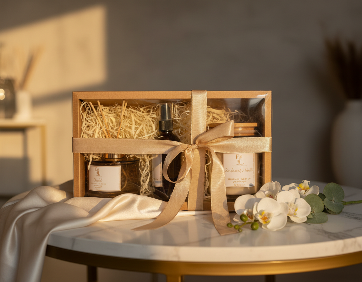 Eden Living gift box set in sophisticated luxury setting